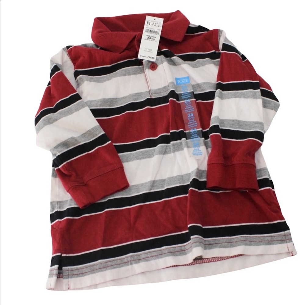 PLACE Children’s Place Striped Collar Tee Shirt Long Sleeve 24 Months NWT